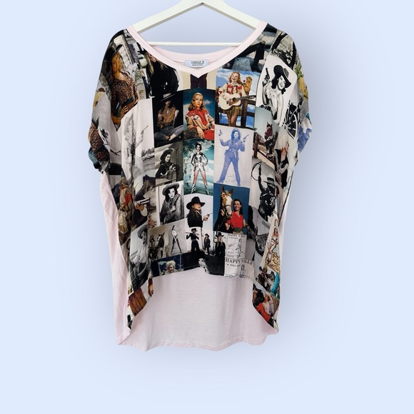 UNBREAK.IT • Silk Western Cowgirl Art Print V-Neck Top Made in Italy - Picture 12 of 13